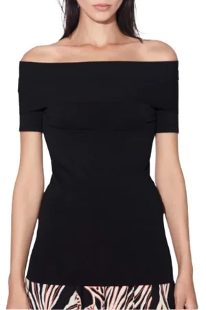 BARBARA BUI Truien, Dames, Zwart, M, Zwart Boothals Top Mode