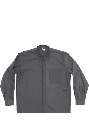 GR10K Overhemden, Heren, Grijs, S, Katoen, Grijze Overshirt met Klassieke Kraag