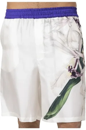 PIERRE-LOUIS MASCIA Korte broeken, Heren, Veelkleurig, XL, Bloemen zijden Bermuda shorts