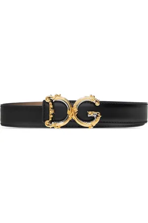 Dolce & Gabbana Accessoires, Dames, Zwart, 80 CM, Leer, Leren riem