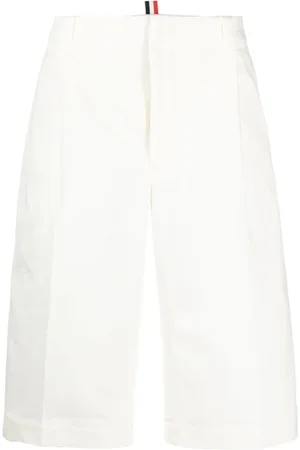 Thom Browne Korte broeken, Heren, Wit, L, Katoen, Witte Katoenen Weefsel Serge Shorts