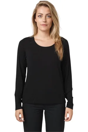 LE TRICOT PERUGIA Tops, Dames, Zwart, S, Zwart Viscose Shirt met Lange Mouwen