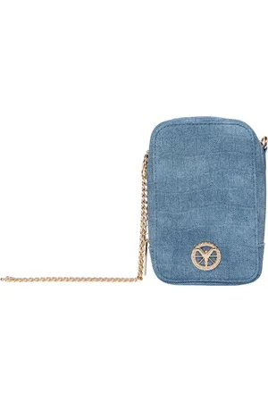 Carlo Colucci Tassen, Dames, Blauw, ONE Size, Denim, Urban Chic Denim Croc Mini Tas