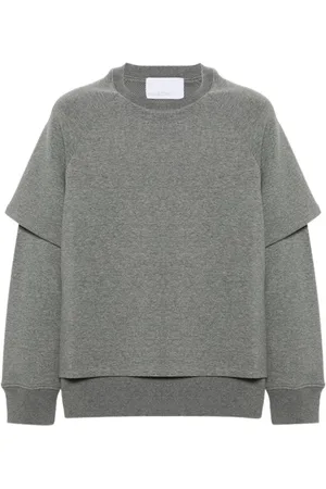 Neil Barrett Sweatshirts & Hoodies, Heren, Grijs, S, Katoen, Gelaagde Grijze Sweatshirt Kort Over Lange Mouw