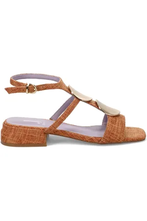 Jeannot Schoenen, Dames, Oranje, 37 EU, Oranje Sandalen Elegant Gouden Accent