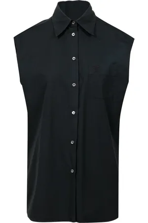 Nº21 Tops, Dames, Zwart, L, Katoen, Zwart Mouwloos Katoenen Knoopsluiting Top