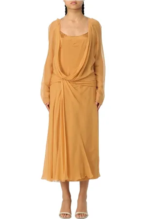 Alberta Ferretti Kleedjes, Dames, Bruin, M, Chiffon, Organische Chiffon Jurk