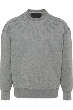 Neil Barrett Sweatshirts & Hoodies, Heren, Grijs, L, Katoen, Bliksem Bolt Sweater