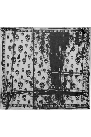 Alexander McQueen Accessoires, Heren, Veelkleurig, ONE Size, Klassieke Sjaal - Canvas - Ivoor/Zwart