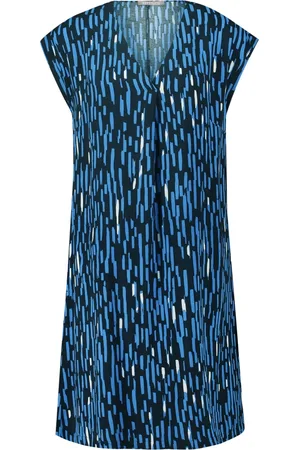 Betty & Co Kleedjes, Dames, Blauw, XL, Bloemen Casual Jurk