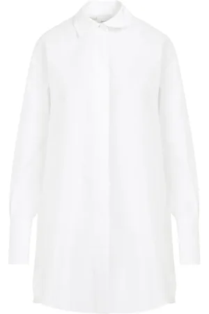 Patou Blouses & Shirts, Dames, Wit, 2Xs, Katoen, Witte Katoenen Mini Overhemdjurk