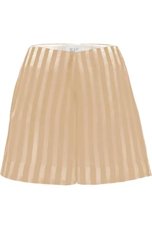 MVP Wardrobe Korte broeken, Dames, , XS, Verticale Streep Viscose Wijde Pijp Shorts