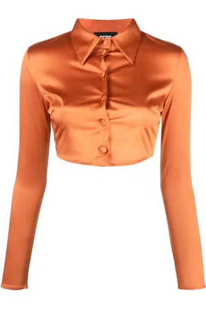 GCDS Tops, Dames, Oranje, S, Stijlvolle Oranje Cropped Top