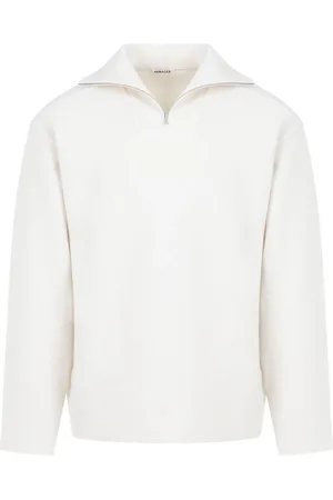 Auralee Truien, Heren, Wit, L, Wol, Witte Wollen Pullover Sweater