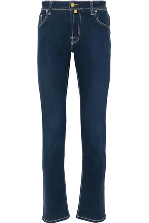 Jacob Cohen Jeans, Heren, Blauw, W35, Katoen, Italiaanse Slim Fit Jeans