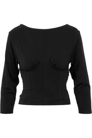 SIMONA CORSELLINI Tops, Dames, Zwart, M, Elegante Zwarte Longsleeve Top