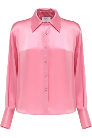 MVP Wardrobe Blouses & Shirts, Dames, Roze, 2Xs, Elegante Viscose Shirt met Hoge Manchet