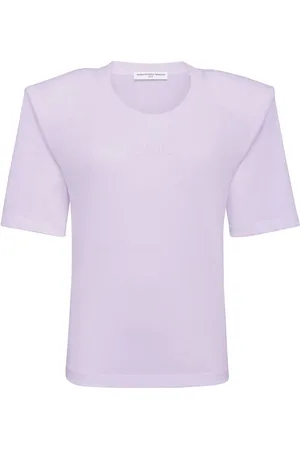 MVP Wardrobe Tops, Dames, Paars, M, Katoen, Geborduurd katoenen T-shirt met spaghettibandjes