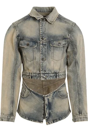 EgonLab Jassen, Heren, Veelkleurig, M, Denim, Champagne Stonewashed Cutout Denim Jacket