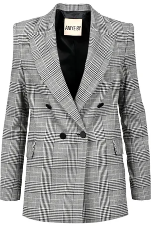 ANIYE BY Jassen, Dames, Grijs, L, Polyester, Stijlvolle Double-Breasted Polyester Blazer