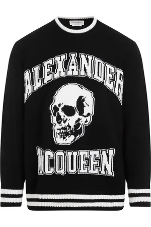 Alexander McQueen Truien, Heren, Zwart, XS, Wol, Zwarte Logo Wollen Trui Aw 23