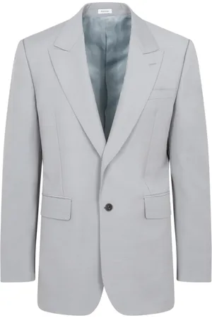Alexander McQueen Jassen, Heren, Grijs, L, Wol, Grijze Wol Mohair Jas Ss 23