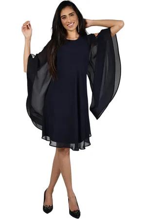 Frank Lyman Kleedjes, Dames, Blauw, 2Xl, Chiffon, Chiffon Mouw A-lijn Feestjurk