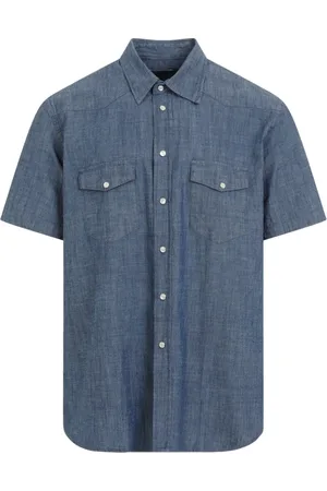 Universal Works Overhemden, Heren, Blauw, M, Katoen, Blauwe Western Indigo Katoenen Overhemd