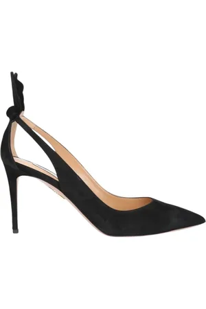 Aquazzura Schoenen, Dames, Zwart, 37 EU, Suède, Elegant Bow Tie Pumps