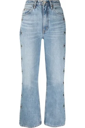 RE/DONE Jeans, Dames, Blauw, W25, Vintage Flared Jeans met edelsteen details