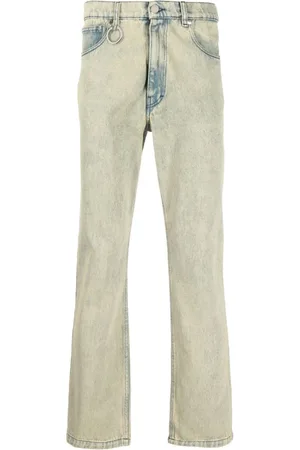 Etudes Jeans, Heren, Geel, S, Katoen, Gele Straight-Leg Jeans met Ringversiering