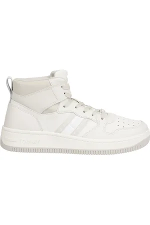 Tommy Hilfiger Schoenen, Dames, Wit, 38 EU, Leer, Witte Leren Enkellaarzen Retro Mix