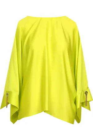 SIMONA CORSELLINI Blouses & Shirts, Dames, Geel, L, Leer, Lime Satin Batwing Blouse
