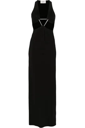 COPERNI Kleedjes, Dames, Zwart, S, Zwarte Cut-out Jurk met Appliqué Detail