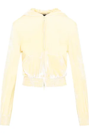 Balenciaga Sweatshirts & Hoodies, Dames, Geel, M, Chenille Zip-Up Hoodie Geel & Oranje