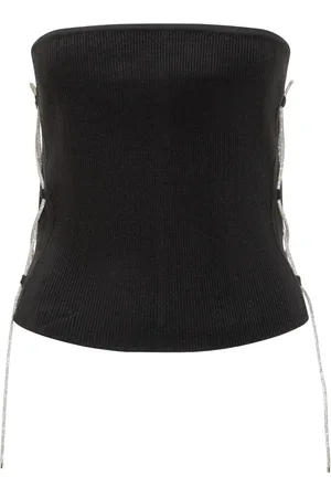 GIUSEPPE DI MORABITO Tops, Dames, Zwart, S, Zwarte Geribbelde Strakke Top