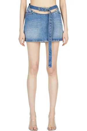 Y / PROJECT Rokken, Dames, Blauw, W28, Denim, Denim Riemboog Rok