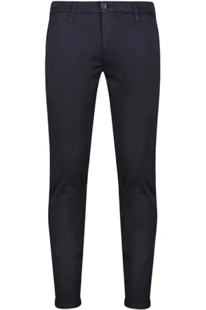 RE-HASH Broeken, Heren, Blauw, W34, Katoen, Blauwe Tencel Chino Slim Fit