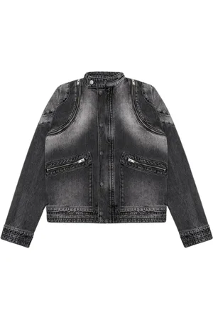MISBHV Jassen, Heren, Zwart, M, Denim, Houtskool Denim Moto Jack met Ritsdetails