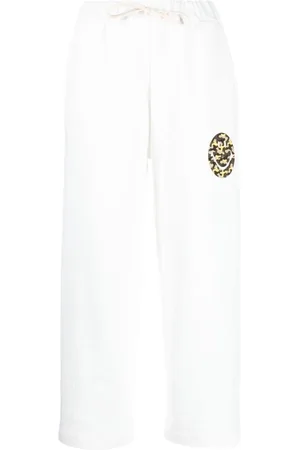 JOSHUA SANDERS Broeken, Dames, Wit, M, Katoen, Witte Grafische Print Wijde Broek