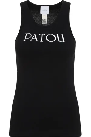 Patou Tops, Dames, Zwart, M, Katoen, Zwarte Katoenen Tanktop met Logo