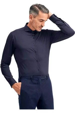 Xacus Overhemden, Heren, Blauw, L, Leer, Actief Overhemd