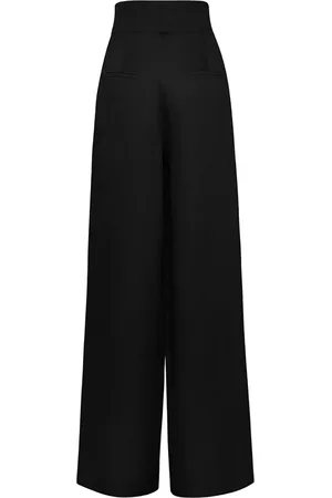 MVP Wardrobe Broeken, Dames, Zwart, S, Katoen, Elegant High-Waisted Palazzo Pants