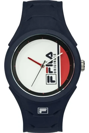 Fila Accessoires, Heren, Blauw, ONE Size, Heren style Siliconen Horloge Blauw/Wit
