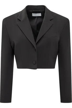 GIUSEPPE DI MORABITO Jassen, Dames, Zwart, M, Zwarte Cropped Blazers met Knoopsluiting