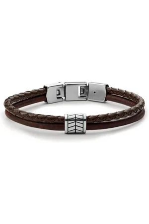 Fossil Accessoires, Heren, Bruin, ONE Size, Vintage Casual Armband Bruin Roestvrij Staal