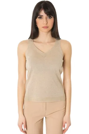 D.EXTERIOR Tops, Dames, Geel, L, Polyester, Lux Corto Mouwloze Top