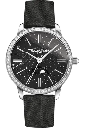 Thomas Sabo Accessoires, Dames, Zwart, ONE Size, Nylon, Glam Spirit Maanfase Horloge
