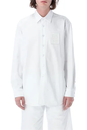 RAF SIMONS Overhemden, Heren, Wit, S, Denim, Witte Denim Overhemd Straight Fit