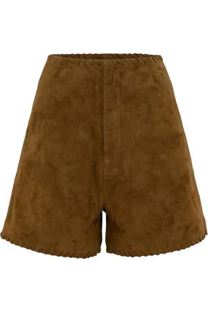 MVP Wardrobe Korte broeken, Dames, Bruin, XS, Suède, Hoge taille suède shorts met zakken